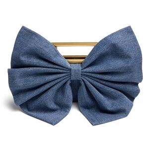 ALICE + OLIVIA Raven Bow Denim Clutch
